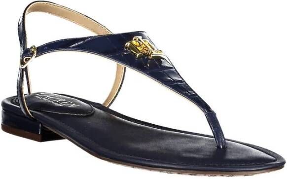 Ralph Lauren Blauwe Leren Sandalen Blue Dames