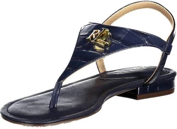 Ralph Lauren Blauwe Leren Sandalen Blue Dames