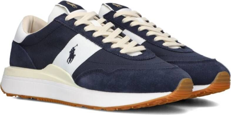 Ralph Lauren Blauwe Suède Lage Sneakers Blue Heren