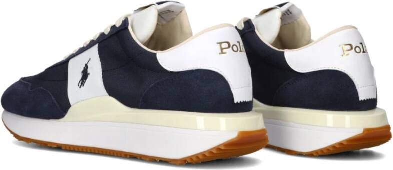 Ralph Lauren Blauwe Suède Lage Sneakers Blue Heren