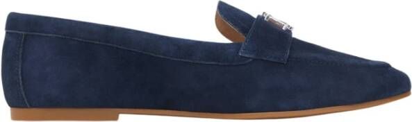 Ralph Lauren Blauwe Suède Loafers met Metalen Ornament Blue Dames