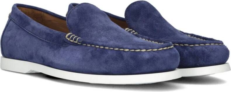 Ralph Lauren Blauwe Suède Venetian Loafers Blue Heren