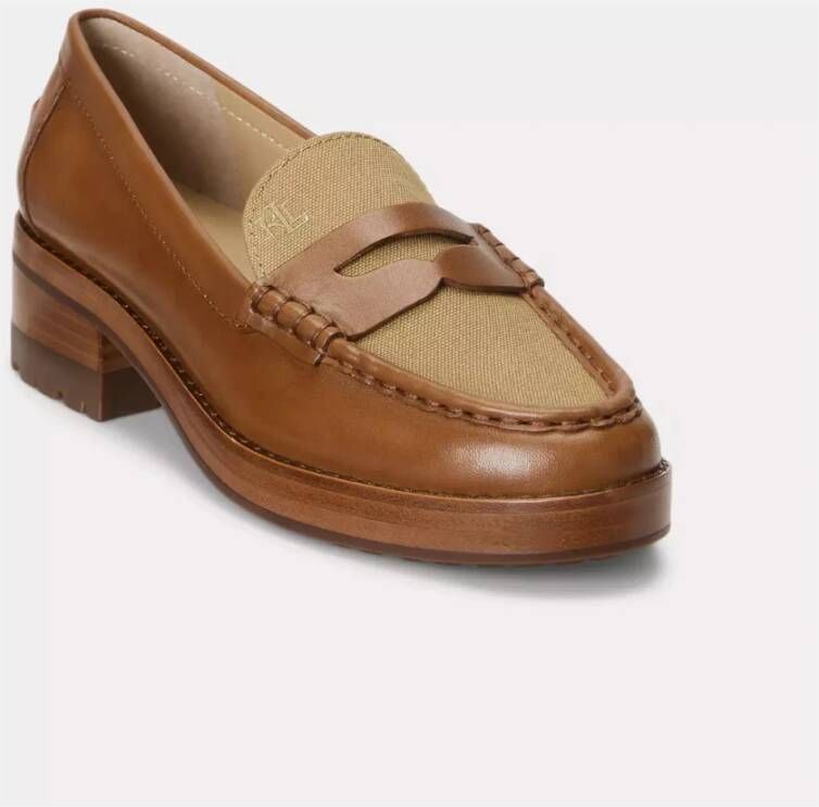 Ralph Lauren Bruine leren loafers Wern Brown Dames