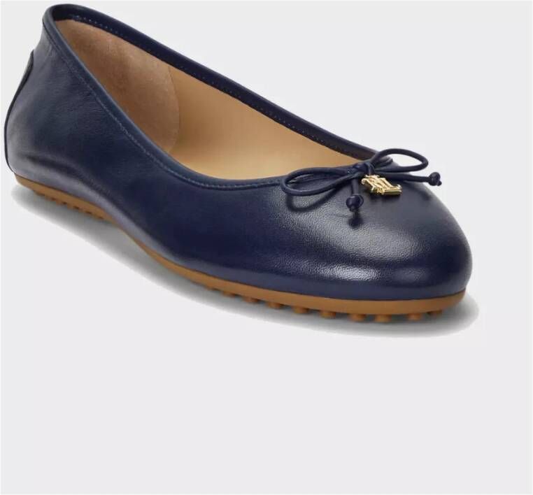 Ralph Lauren Donkerblauwe leren ballerina's Blue Dames