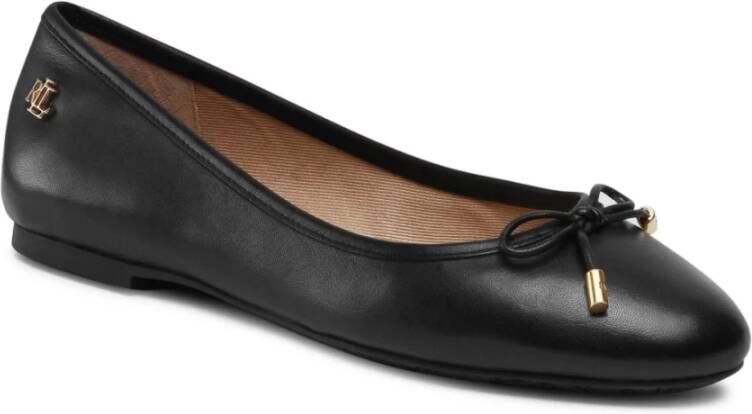 Ralph Lauren Jayna Leren Platte Ballerina's Black Dames