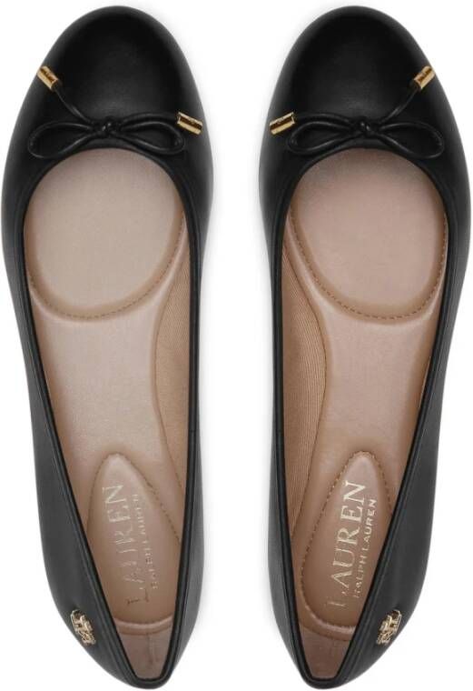 Ralph Lauren Jayna Leren Platte Ballerina's Black Dames