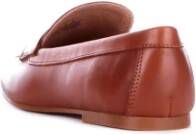 Ralph Lauren Leren Mocassins Logo Voorkant Rubberen Zool Brown Dames