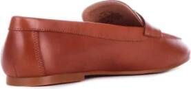 Ralph Lauren Leren Mocassins Logo Voorkant Rubberen Zool Brown Dames