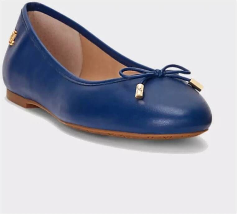 Ralph Lauren Marineblauwe leren ballerina's Blue Dames