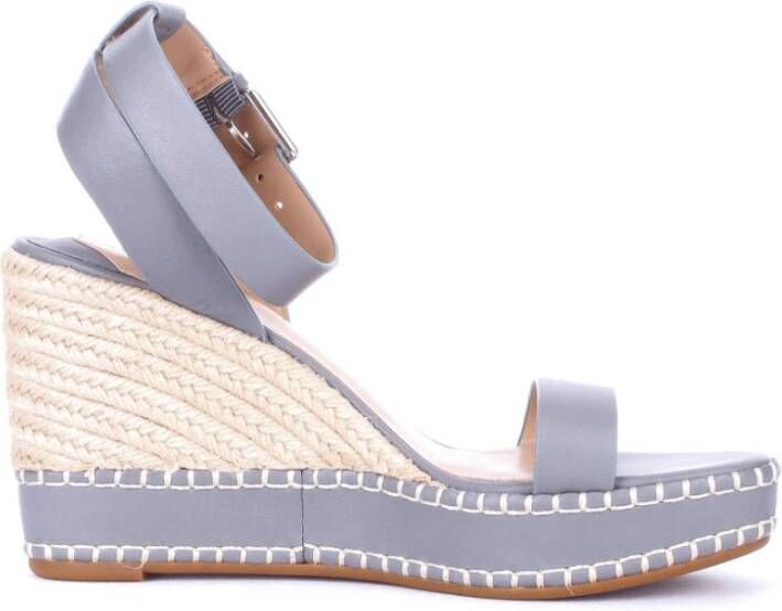 Ralph Lauren Ocean Nappa Leren Espadrille Sleehakken Blue Dames