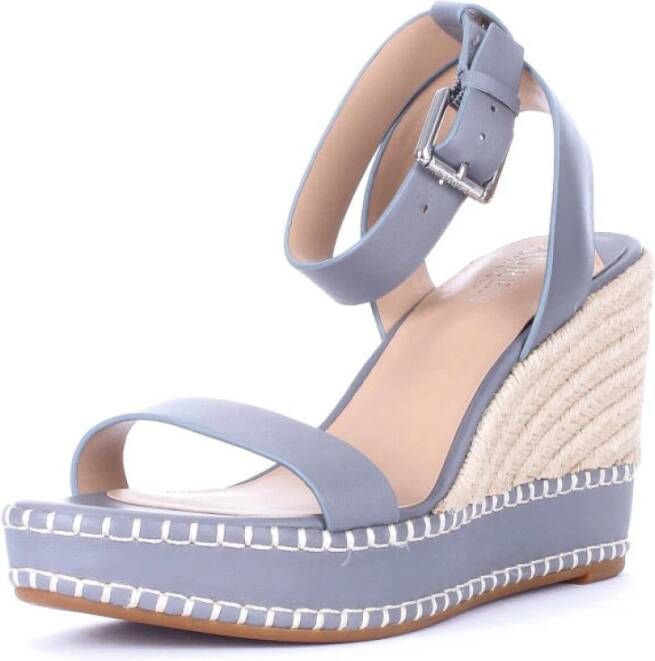 Ralph Lauren Ocean Nappa Leren Espadrille Sleehakken Blue Dames