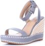 Ralph Lauren Ocean Nappa Leren Espadrille Sleehakken Blue Dames - Thumbnail 6