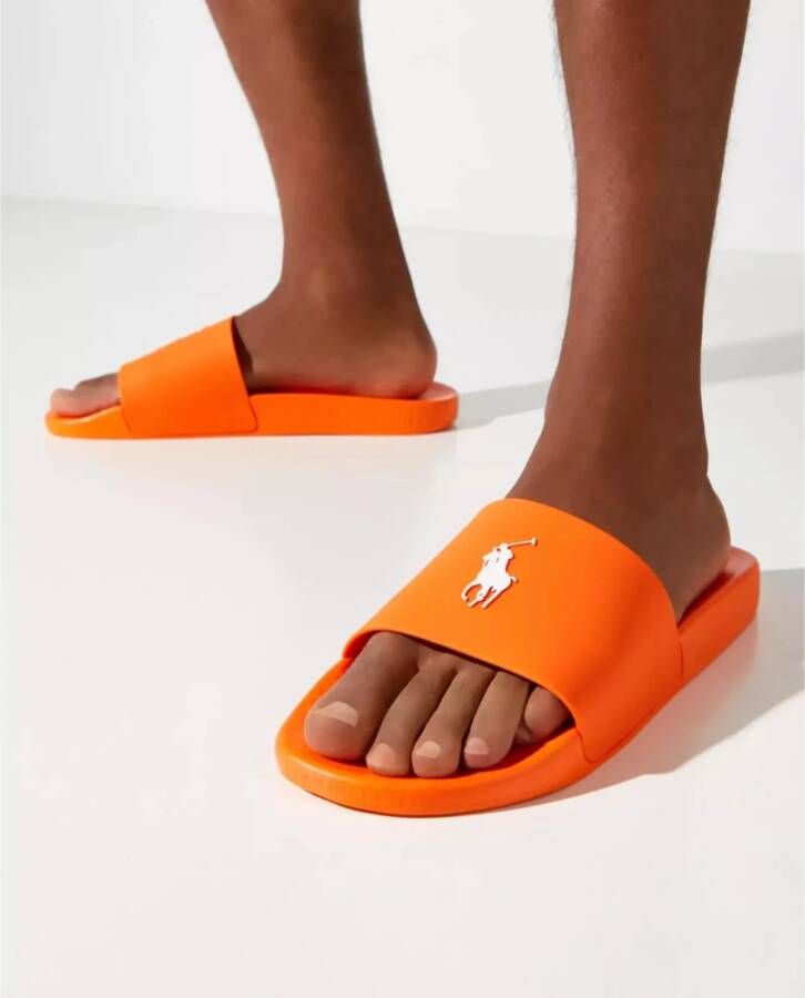 Ralph Lauren Oranje slippers met logo Orange Heren