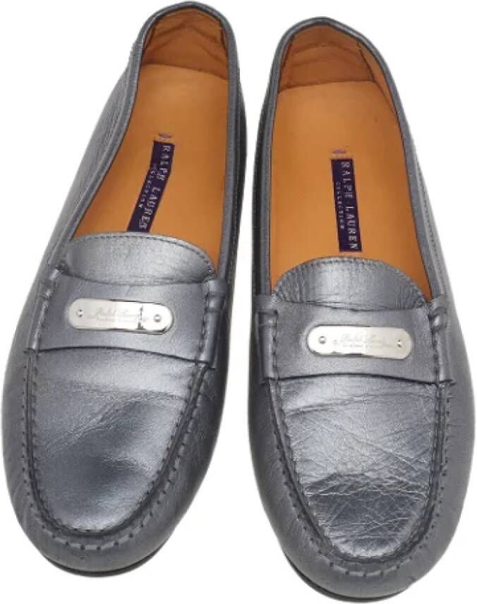 Ralph Lauren Pre-owned Leather flats Gray Dames