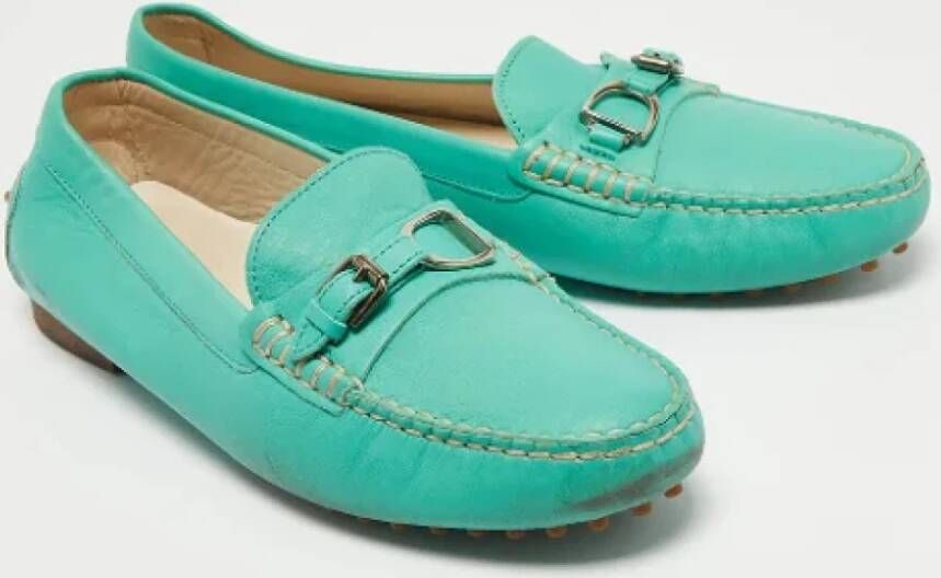 Ralph Lauren Pre-owned Leather flats Green Dames