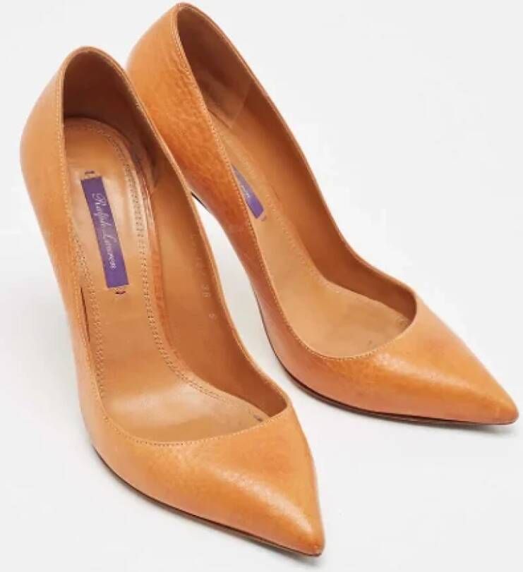 Ralph Lauren Pre-owned Leather heels Orange Dames