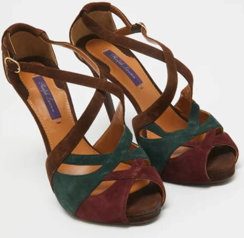 Ralph Lauren Pre-owned Suede sandals Brown Dames