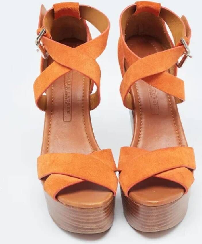 Ralph Lauren Pre-owned Suede sandals Orange Dames