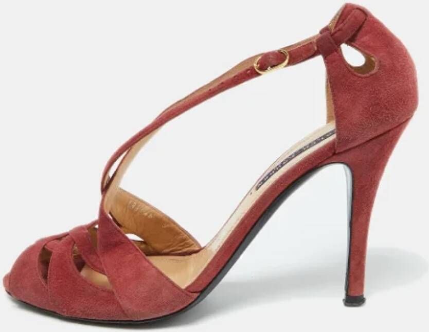 Ralph Lauren Pre-owned Suede sandals Red Dames