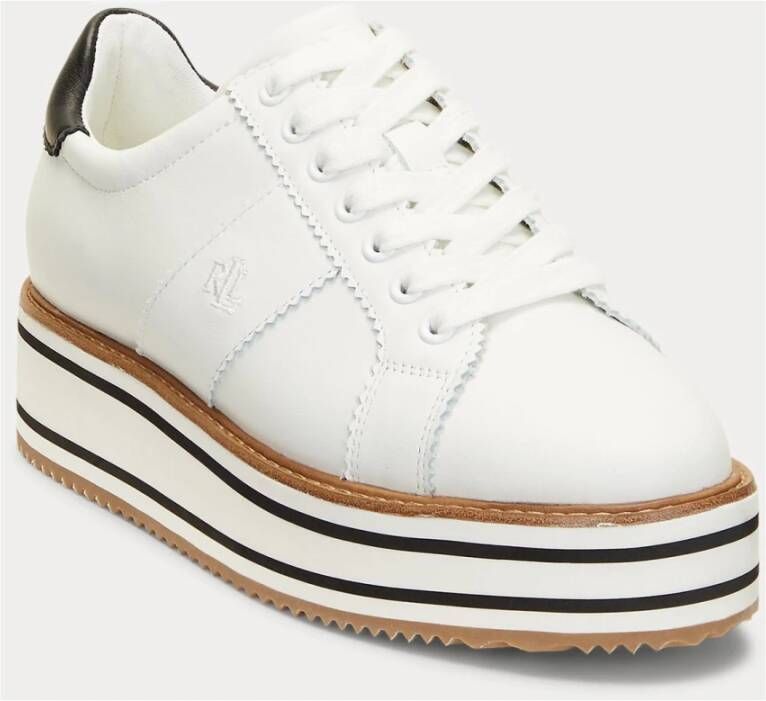 Ralph Lauren Sneaker Amelia in leer met plateau White Dames