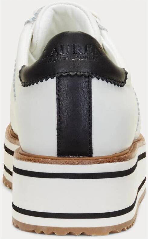 Ralph Lauren Sneaker Amelia in leer met plateau White Dames