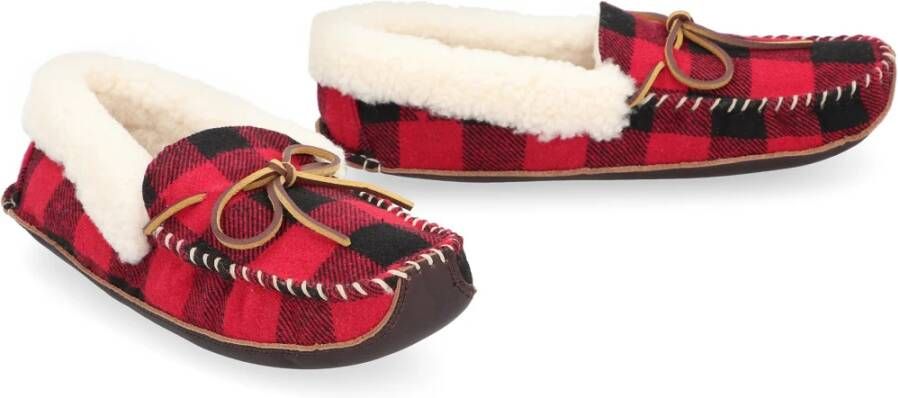 Ralph Lauren Tartan Pantoffels met Shearling Voering Red Heren