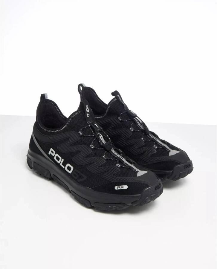 Ralph Lauren Zwarte Adventure sneakers met logo Black Heren