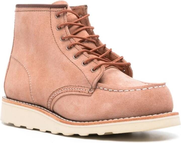 Red Wing Shoes Klassieke Moc Leren Enkellaarzen Pink Dames