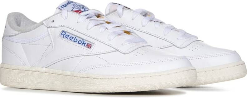 Reebok Witte Leren Sneakers met Blauw Logo Detail Wit Heren