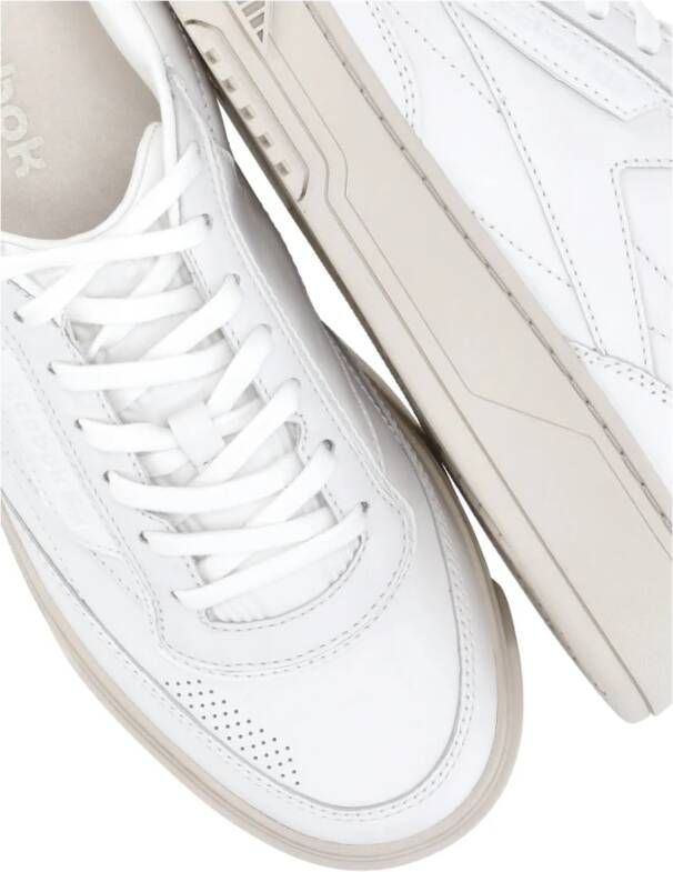 Reebok Witte Leren Sneakers Ronde Neus Logo White Heren