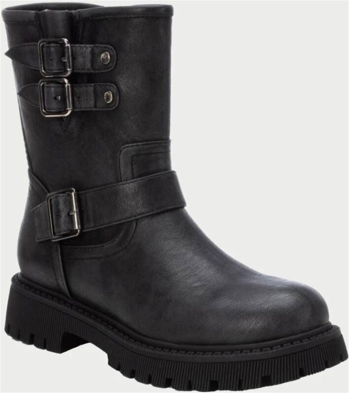 Refresh Zwarte Eco-leren Ritslaarzen Black Dames