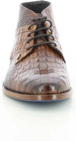 Rehab Heren Cognac Croco Leren Schoenen Brown Heren