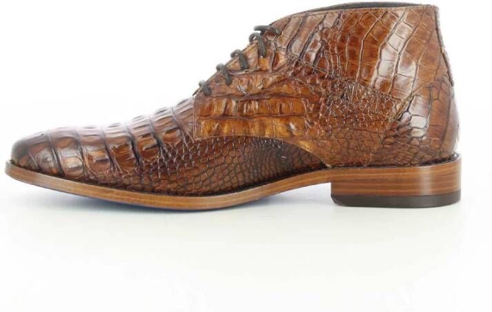 Rehab Heren Cognac Croco Leren Schoenen Brown Heren