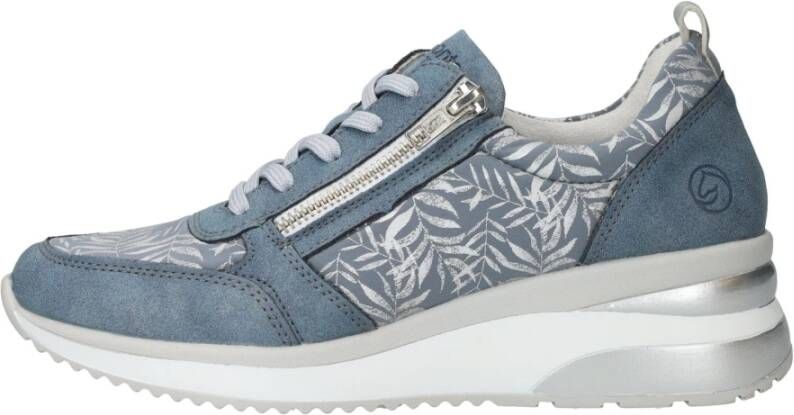 Remonte Blauwe Sneakers met Bladerenmotief voor Dames Blue Dames