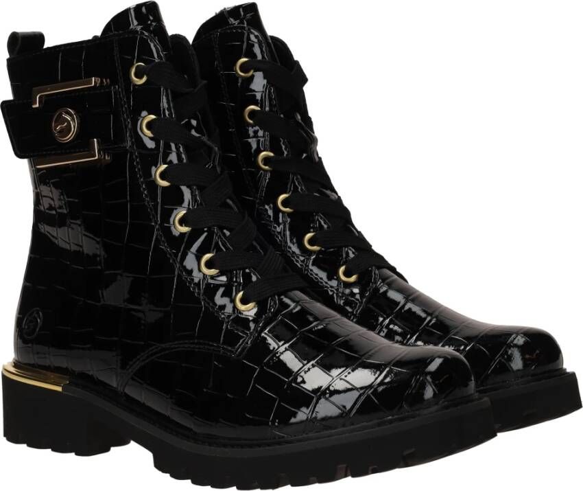 Remonte Glamoureuze Veterschoenen met Gouden Details Black Dames