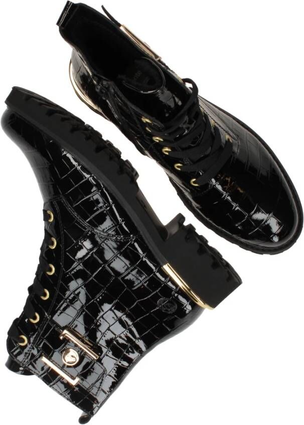 Remonte Glamoureuze Veterschoenen met Gouden Details Black Dames