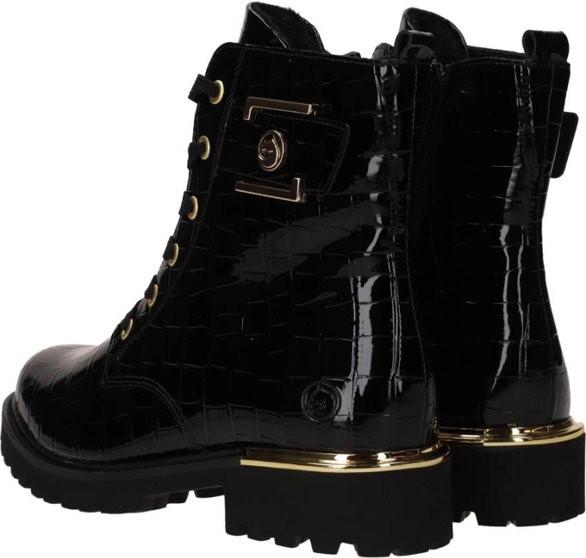 Remonte Glamoureuze Veterschoenen met Gouden Details Black Dames