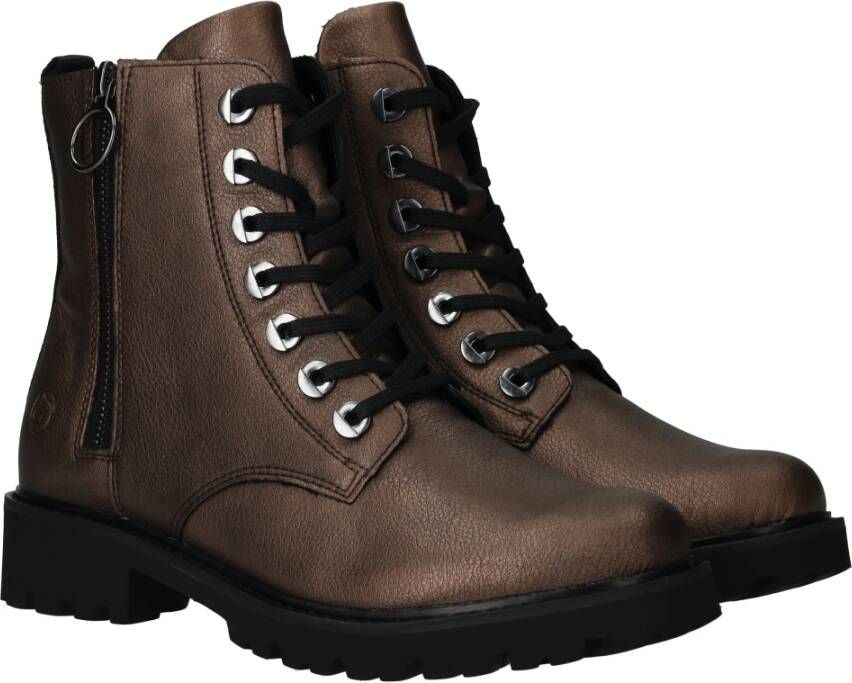 Remonte Metallic Bronzen Veterschoenen Brown Dames