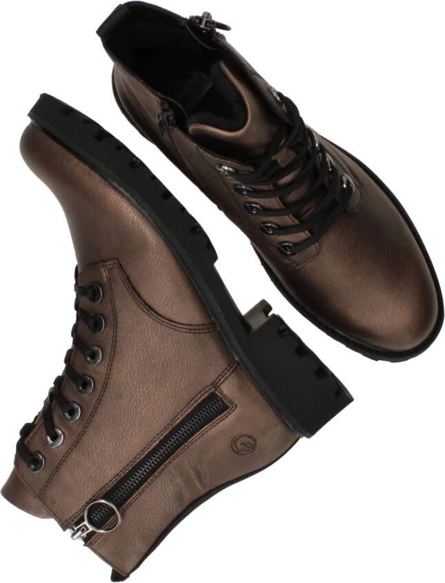 Remonte Metallic Bronzen Veterschoenen Brown Dames