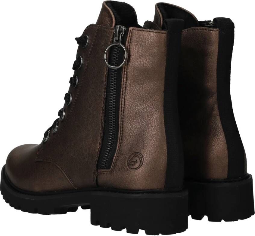 Remonte Metallic Bronzen Veterschoenen Brown Dames