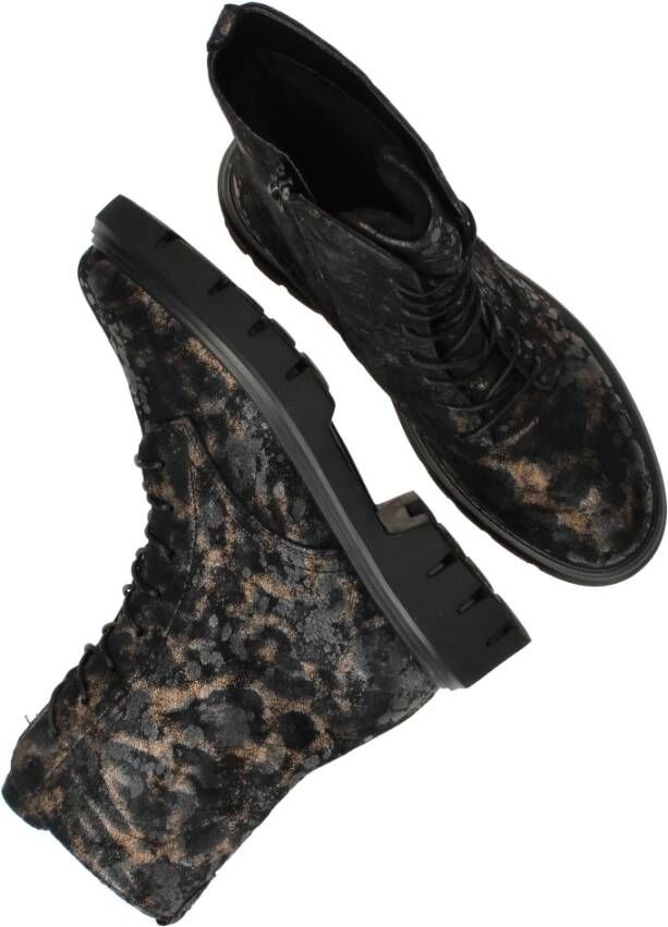 Remonte Metallic Dierenprint Veterschoen Black Dames