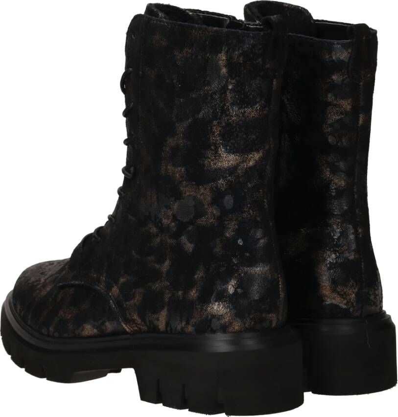 Remonte Metallic Dierenprint Veterschoen Black Dames