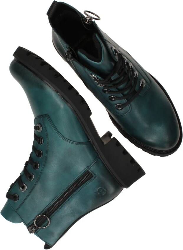 Remonte Metallic Petrol Veterschoenen Blue Dames