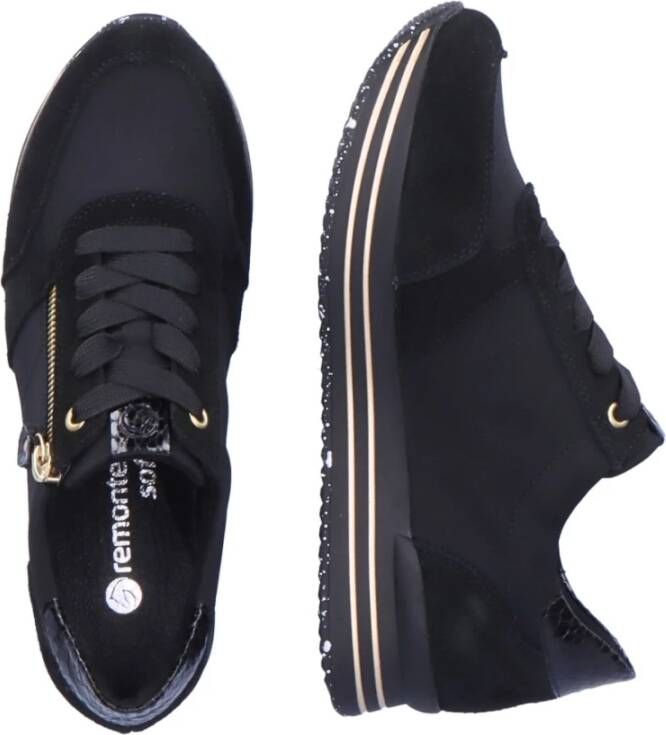 Remonte Zwarte Casual Gesloten Sneakers voor Dames Black Dames