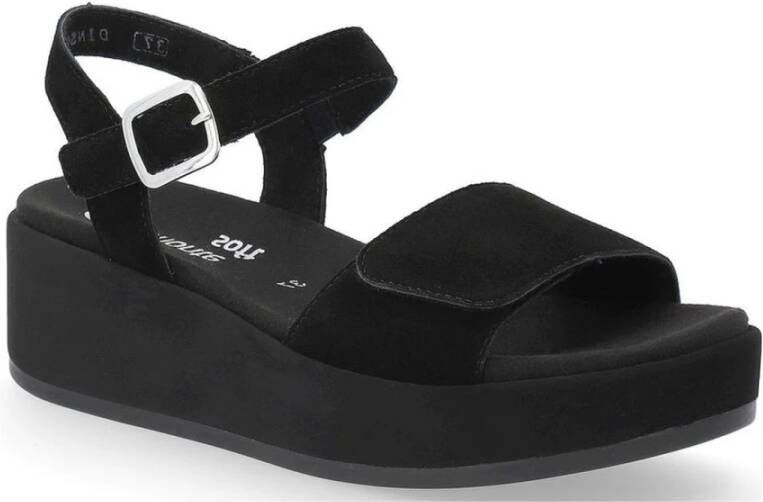 Remonte Zwarte Casual Platte Sandalen Black Dames