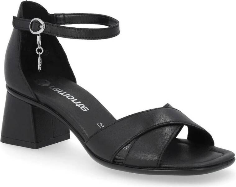 Remonte Zwarte Elegante Platte Sandalen Black Dames