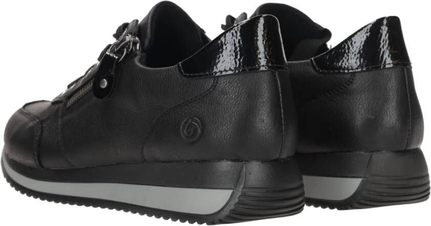 Remonte Zwarte leren sneaker met optiHeren pasvorm Black Dames