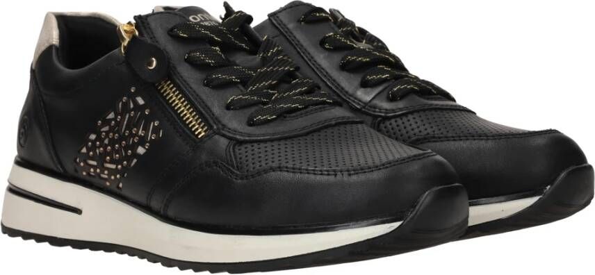 Remonte Zwarte Lite 'n Soft Sneakers met Gouden Details Black Dames