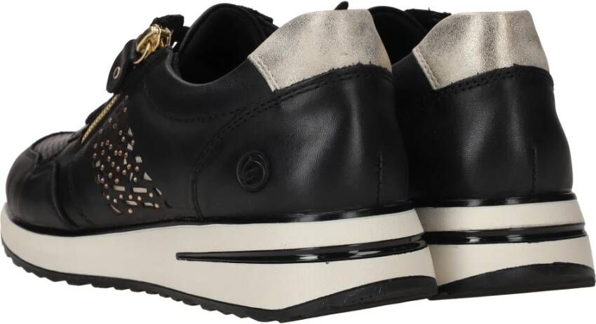 Remonte Zwarte Lite 'n Soft Sneakers met Gouden Details Black Dames