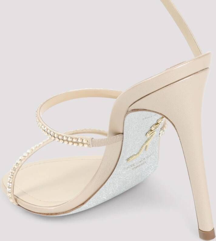 René Caovilla Beige Satin Sandal Beige Dames